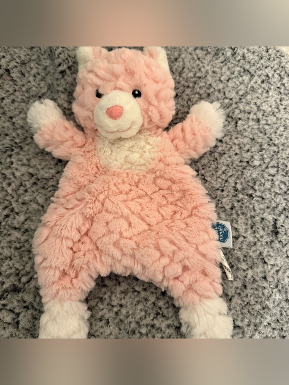 Soft Pink Bunny Lovey Plush with Cream Accents